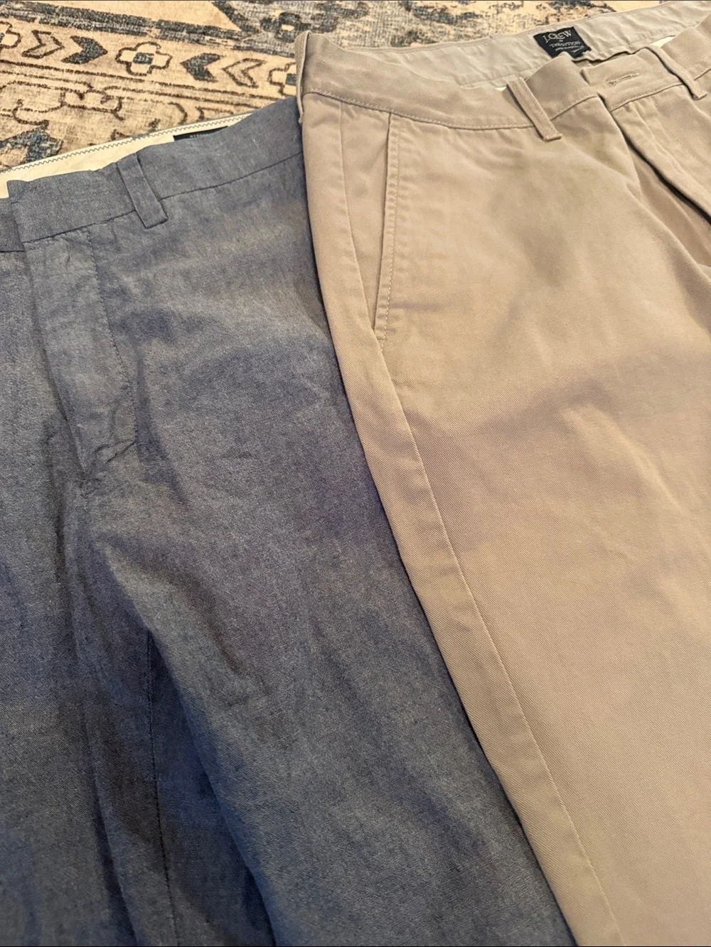 J. Crew Men's Blue and Khaki Chinos - Slim Casual Trousers
